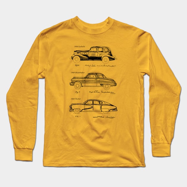 La Salle, Studebaker, Tucker Classic Cars Patents Long Sleeve T-Shirt by MadebyDesign